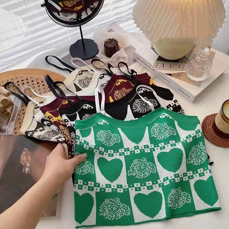 Áo Hai Dây Dệt Kim Thêu Họa Tiết Quyến Rũ