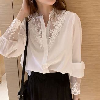 Áo Chiffon Phối Ren Thời Trang Mùa Xuân Mới Cho Nữ Mã