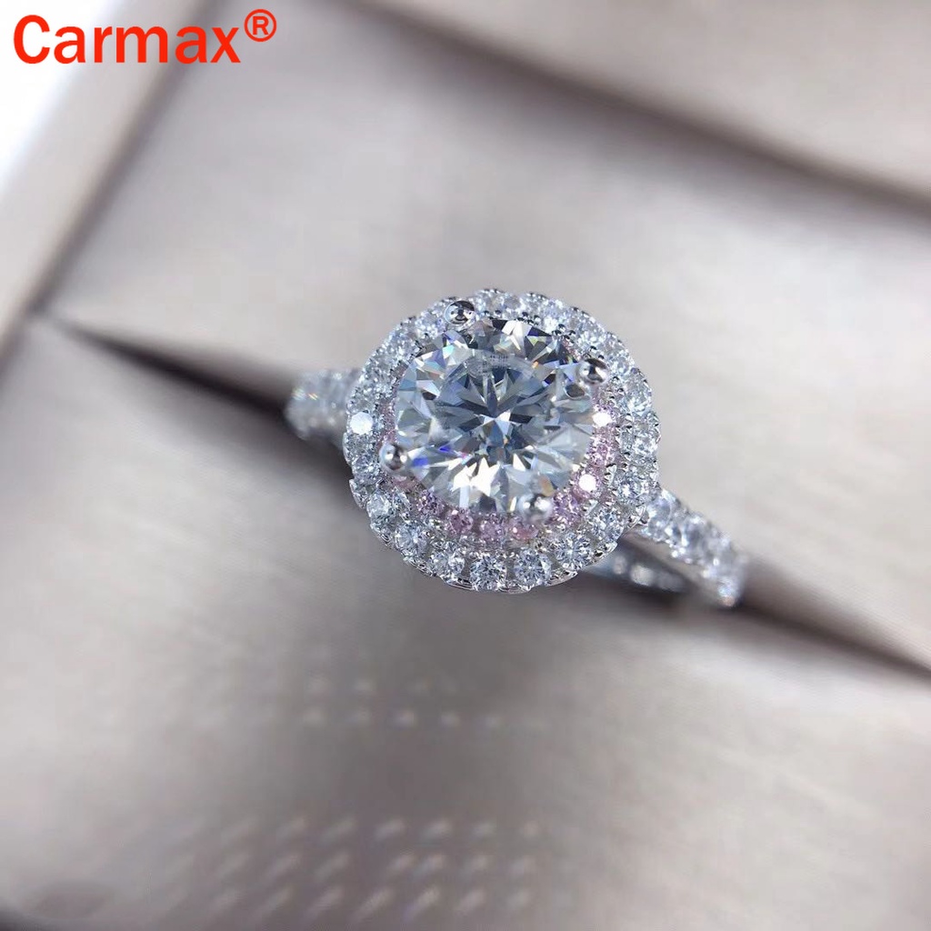 Nhẫn Đính Hôn Hai Màu Sắc Họa Tiết Kim Cương Moissanite Dành Cho Nữ