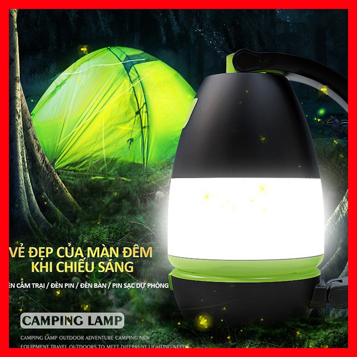 Đèn Cắm trại camping có thể gấp gọn kiêm sạc dự phòng