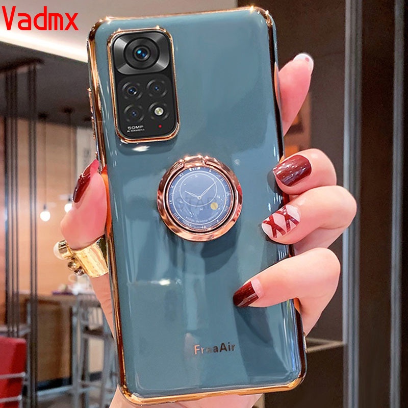 Ốp Điện Thoại Silicon Kèm Giá Đỡ Nhẫn Sang Trọng Cho Xiaomi Mi 11T 11i Civi Redmi 10 Redmi Note 11 Pro + 11s 10 Pro 4G 5G Poco M4 M3 Pro