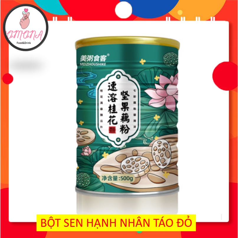Hộp bột củ sen hoa quế hạnh nhân - dưỡng nhan, giảm cân MEIZHOUSIKE 500gr (Mã M3)