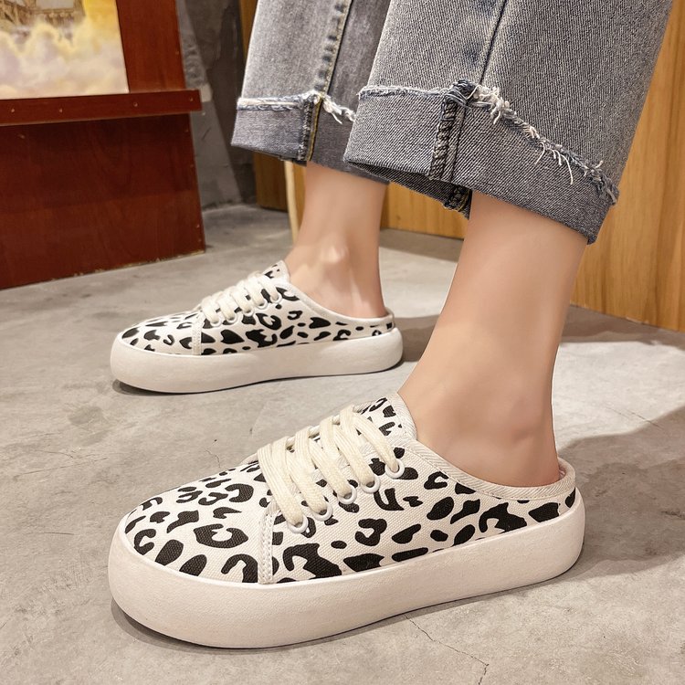 [ Mã 66CBSALE giảm 30K đơn 200K] Giày Lười Chất Liệu Vải Bố Phối Dây Dạng Tròn Dễ Thương Cho Nữ | BigBuy360 - bigbuy360.vn