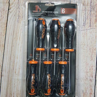 Bộ 6 tô vít 2 cạnh và 4 cạnh vỉ đen 6 chi tiết - btv4c2c6ct