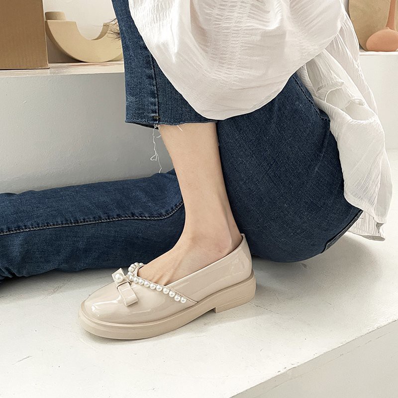 Giày búp bê đế bệt mũi vuông đính ngọc trai giả xinh xắn cho nữ | BigBuy360 - bigbuy360.vn