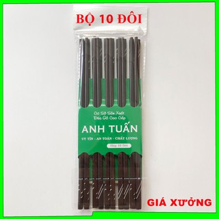 Bộ 10 đôi đũa gỗ Trắc đen khảm trai cao cấp kháng khuẩn chống mốc