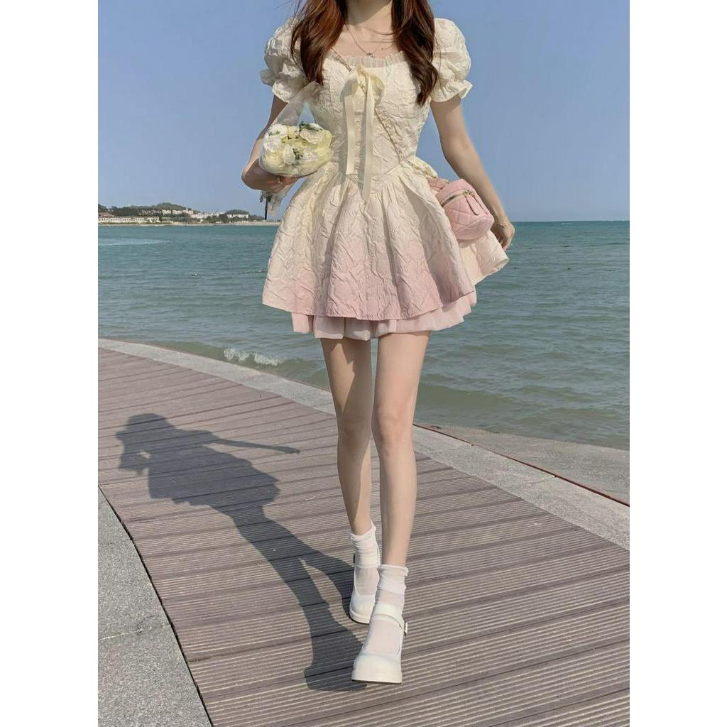 Đầm Ngắn Nhấn Eo Thời Trang Hè Xinh Xắn Cho Nữ