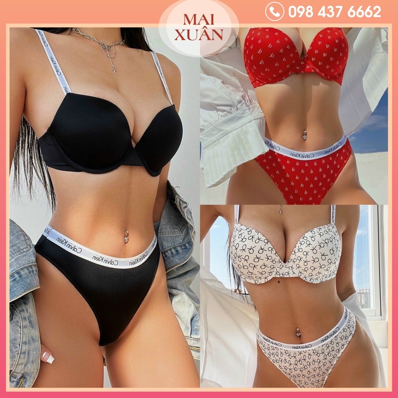 Sét Bộ Đồ Lót Ck Nâng Ngực Tạo Khe Hàng Cao Cấp-Kho Sỉ Mai Xuân
