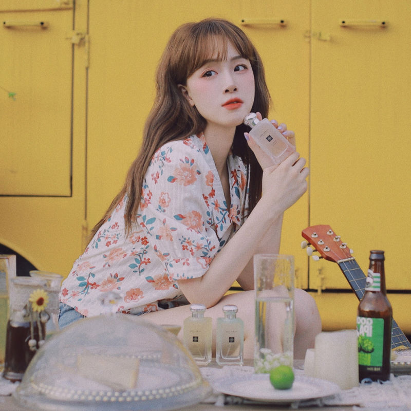 Áo sơ mi tay phồng họa tiết hoa thanh lịch thời trang dành cho nữ