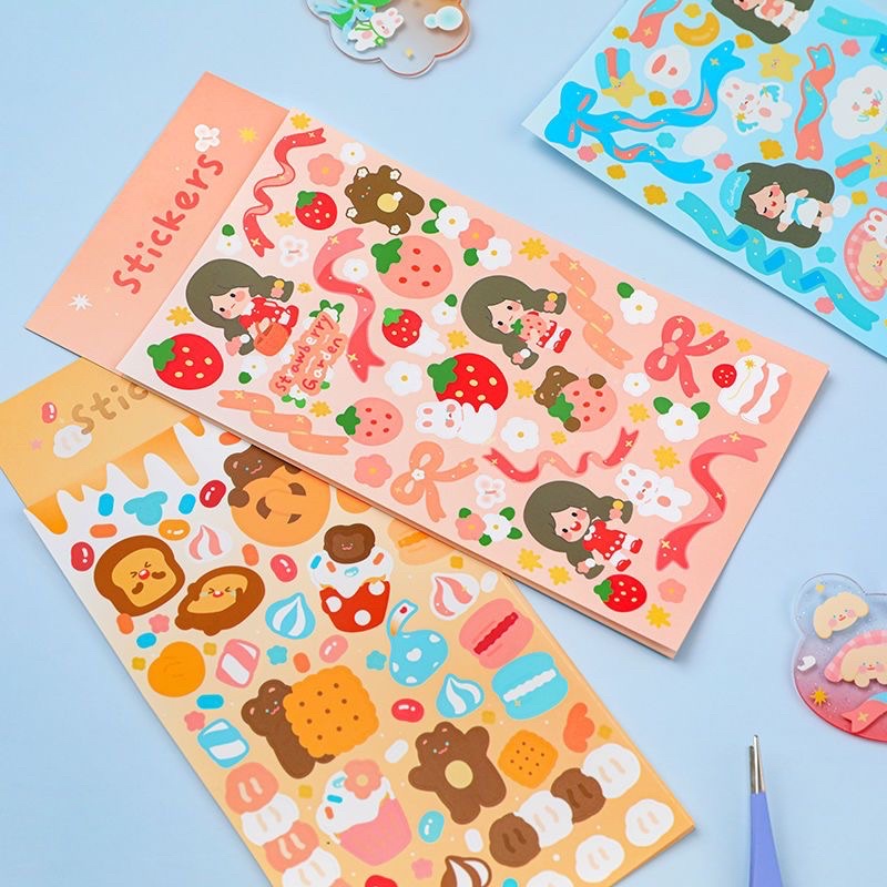 Sticker trang trí cô bé nhiều màu sắc