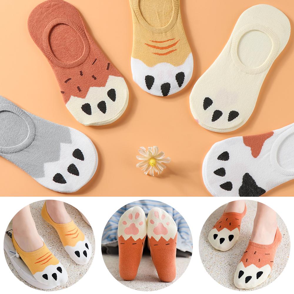 Tất Cổ Thấp Chống Trượt Họa Tiết Chân Mèo Đáng Yêu Thời Trang