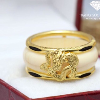 Nhẫn nam nhất long ngậm ngọc mạ vàng 14k cao cấp