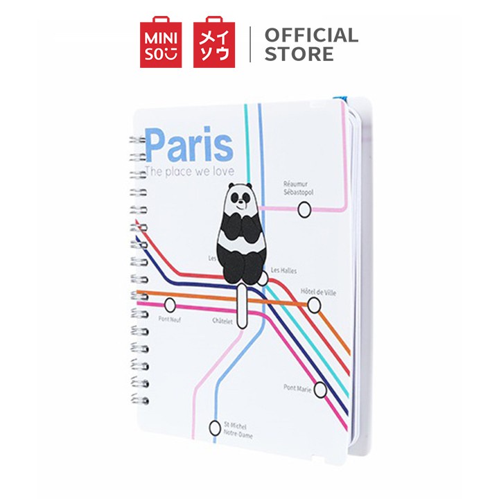 Sổ tay ghi chép Miniso lò xo We Bare Bears Wirebound Book - Hàng chính hãng