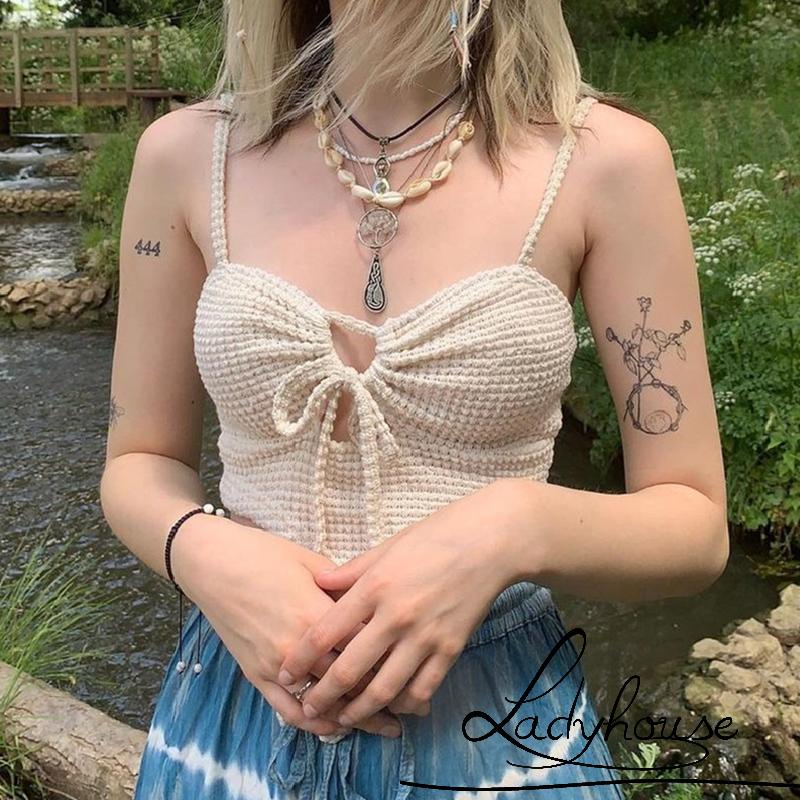 Áo Hai Dây Màu Trơn Hở Lưng Dáng Ôm Gợi Cảm Cho Nữ