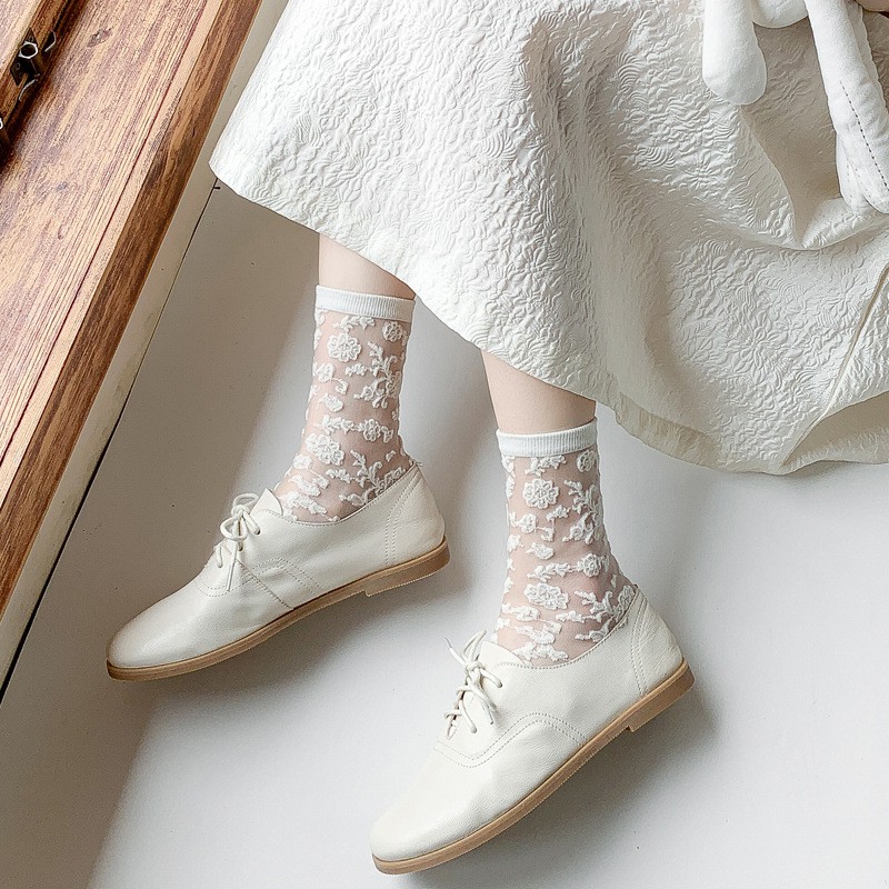 Tất ren Lolita Cổ cao Dễ thương Vớ ren JK Cao cổ Chất lụa mềm Cute