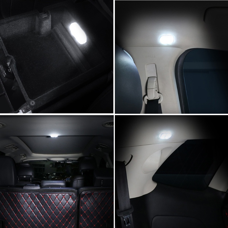 Bộ 2 Đèn LED Gắn Trần Xe Hơi Ban Đêm Cảm Ứng Có Thể Sạc Lại