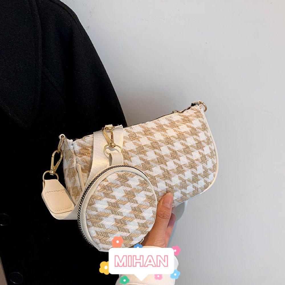 MIHAN1 Casual Crossbody Bags Vintage Round Purse Shoulder Bags New Plaid Printing Female Mini Pendant Women Bags/Multicolor