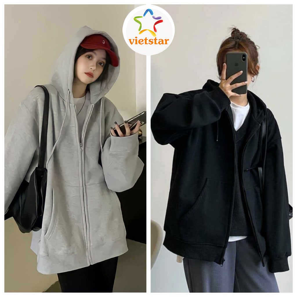 Áo khoác nỉ form rộng tay bồng BASIC áo hoodie hot trend_VIETSTAR