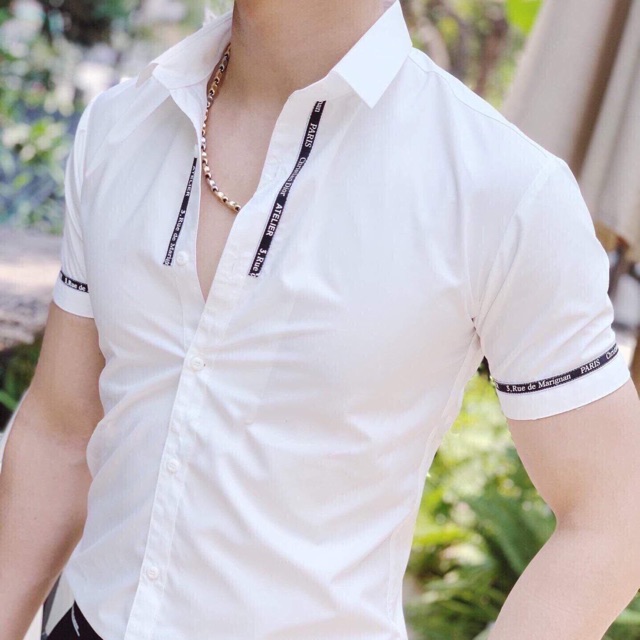 Sơ mi Nam cộc tay hàn quốc cổ bẻ hàng vải cotton cao cấp ôm dáng ôm body thời trang trẻ
