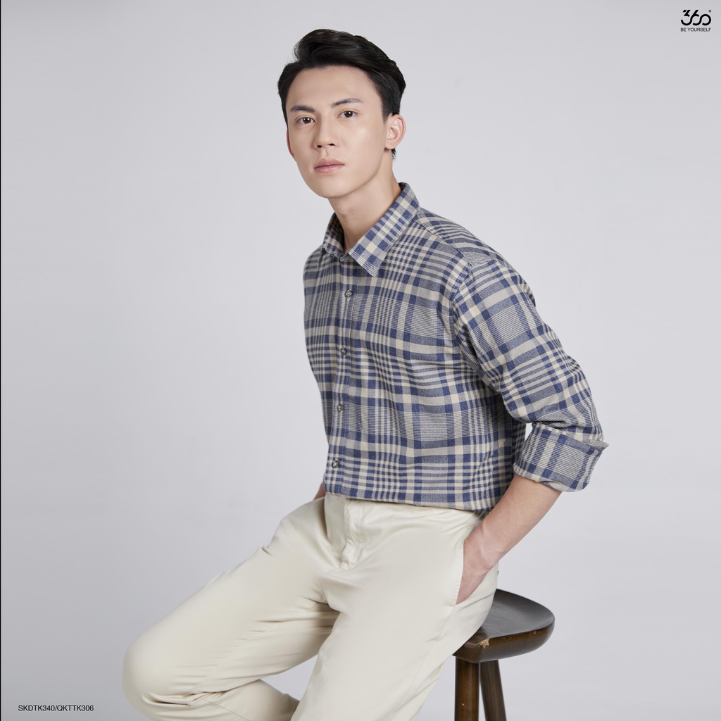 Áo sơ mi flannel kẻ caro dài tay nam thương hiệu 360 Boutique form rộng - SKDTK340
