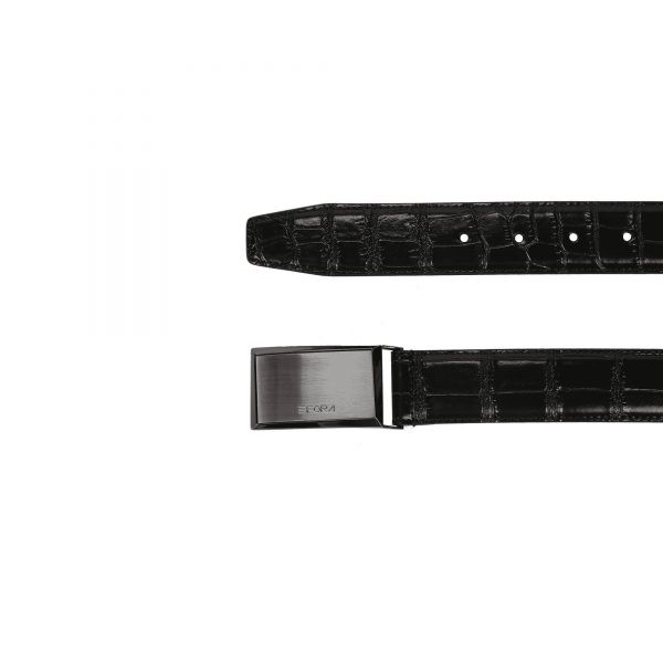 Thắt lưng nam da thật dập vân cá sấu, mặt đặc, màu đen Efora Leather Belt EF1011-BL