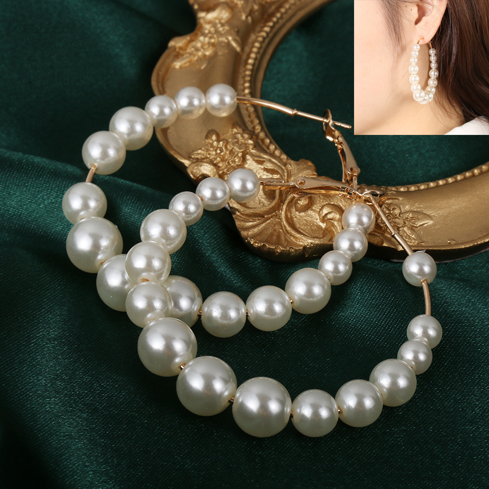 Bông Tai Dạng Vòng Đính Ngọc Trai Giả Sang Trọng