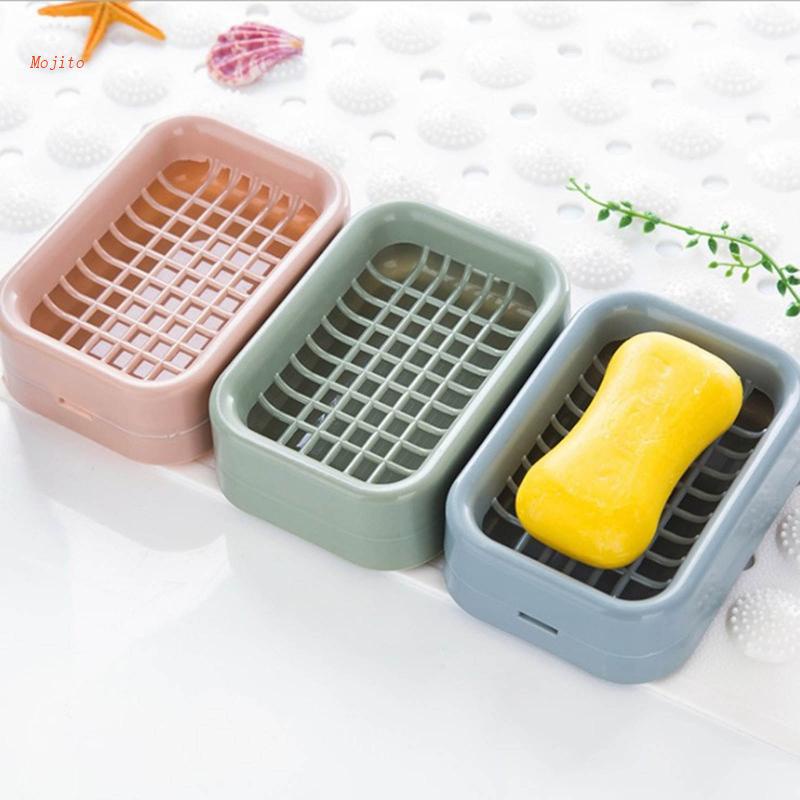 Hộp Đựng Xà Phòng Hai Tầng Bằng Nhựa Có Lưới Ráo Nước Kèm Giá Đỡ