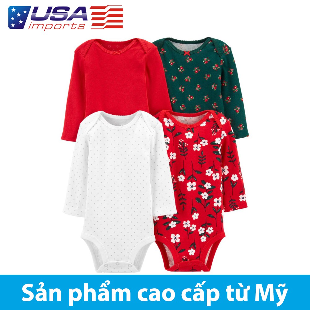 Set 4 bodysuit tay dài Car-tờ Auth Từ Mỹ (1J349810)