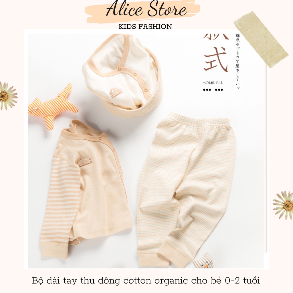 Quần áo trẻ em 💖FREESHIP💖 Bộ quần áo thu đông dài tay cotton hữu cơ tự nhiên 100% cotton organic cho bé 0-2 tuổi