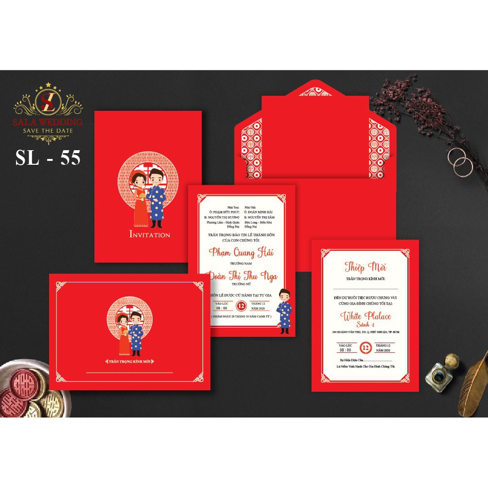 Thiệp cưới màu đỏ SL55