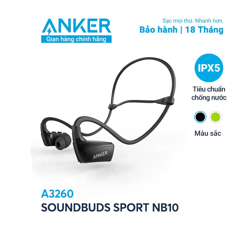 Tai nghe ANKER ⚡CHÍNH HÃNG⚡ Bluetooth SoundBuds Sport NB10 - A3260