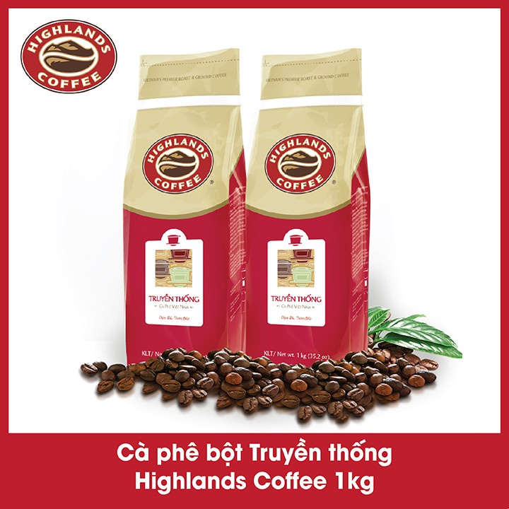 [SenXanh Emart] [Combo 2 gói] Cà phê bột Truyền thống Highland Coffee 1kg