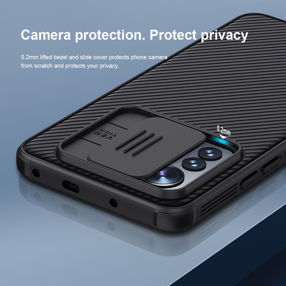 Ốp điện thoại Nillkin bằng TPU + PC chống sốc có nắp trượt bảo vệ camera cho Xiaomi Mi 12 Lite