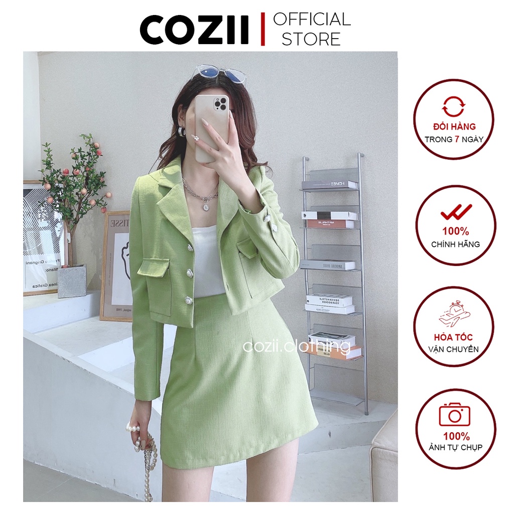 Set Áo Vest Dài Tay Chân Váy Ngắn Dáng Chữ A S384