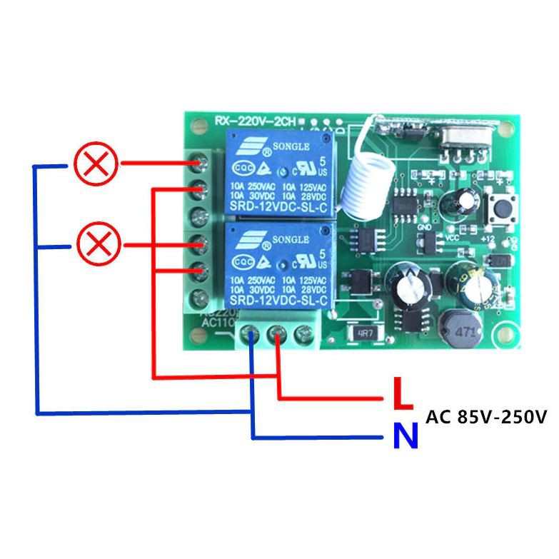 Mạch Điều Khiển RF 433MHz 2 Relay 12V - Học Lệnh