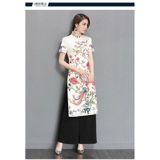 SET ÁO DÀI CÁCH TÂN CHIM CÔNG KÈM QUẦN