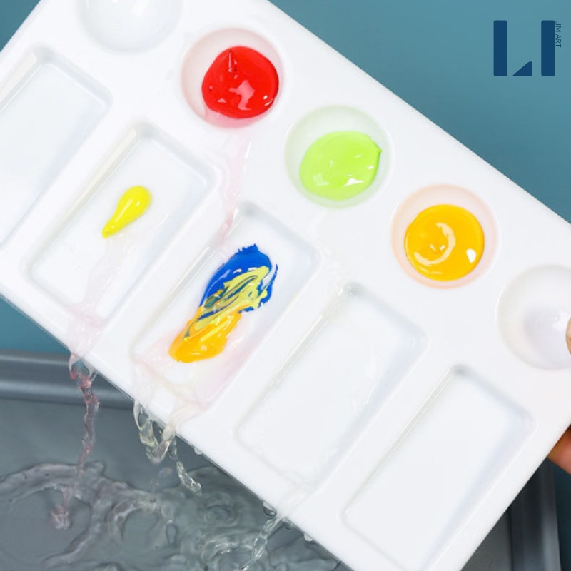 Bộ 6 bay trộn màu và palette pha màu. Bộ bay nhựa và khay pha màu vẽ chuyên nghiệp