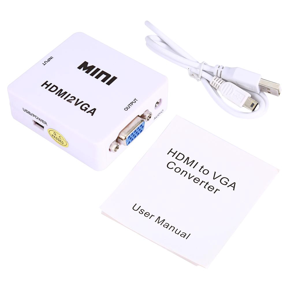 Cáp chuyển đổi Mini HDMI sang VGA HDMI 2 VGA + 1080P USB