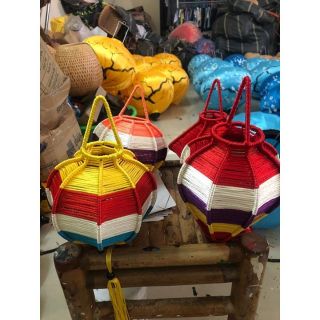 Đèn lồng Hội An [ đèn đan chỉ màu 15cm]
