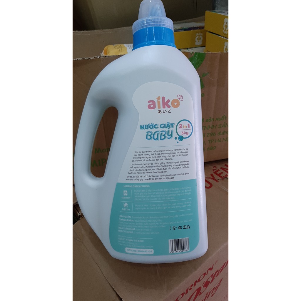 Nước giặt xả Aiko Baby (2 trong 1) 3000ml