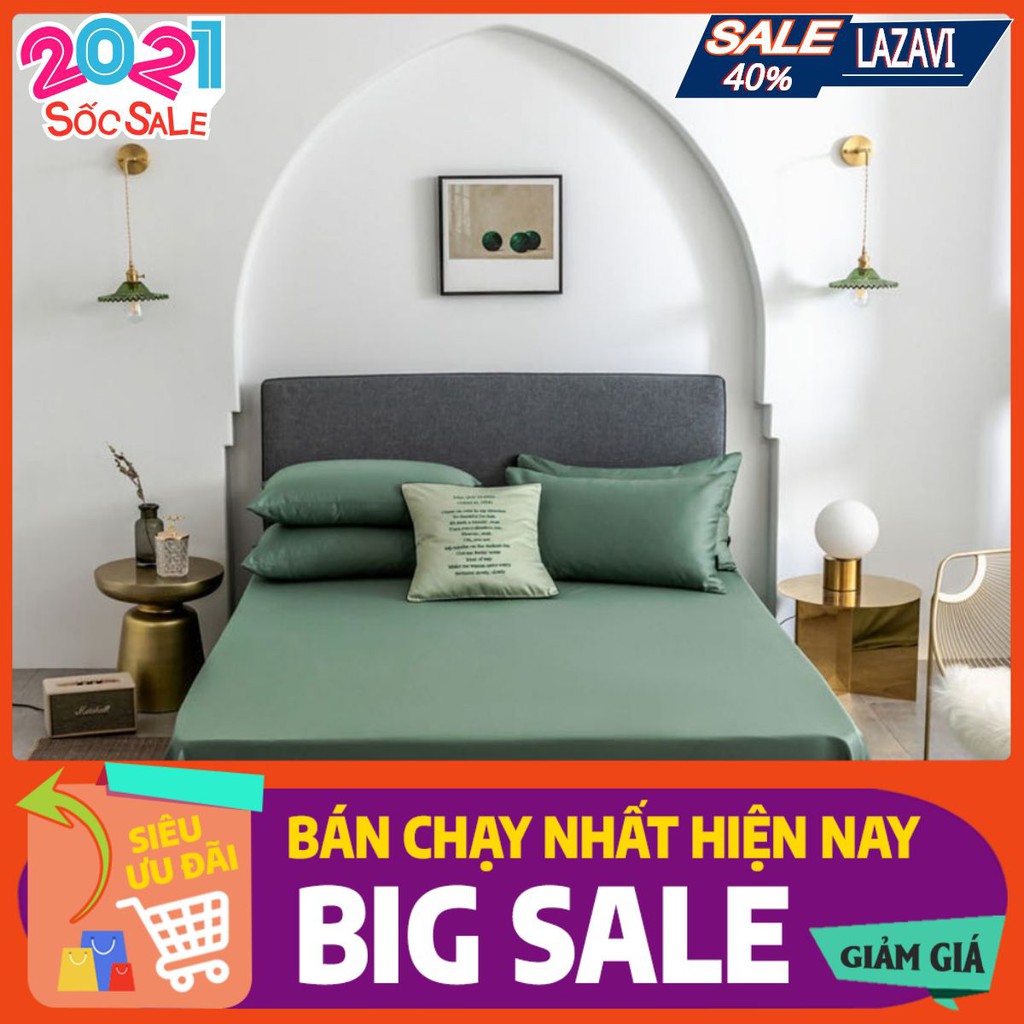 [Free ship-Giá sốc]Bộ ga gối kèm vỏ gối ôm lụa 60s cao cấp,màu L001