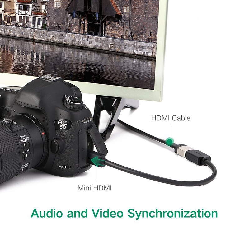 Cáp chuyển Mini HDMI nhỏ cổng đực sang HDMI to cổng cái cắm từ Máy ảnh Camera Tablet ra Màn hình HD TV Máy chiếu 4K60Hz