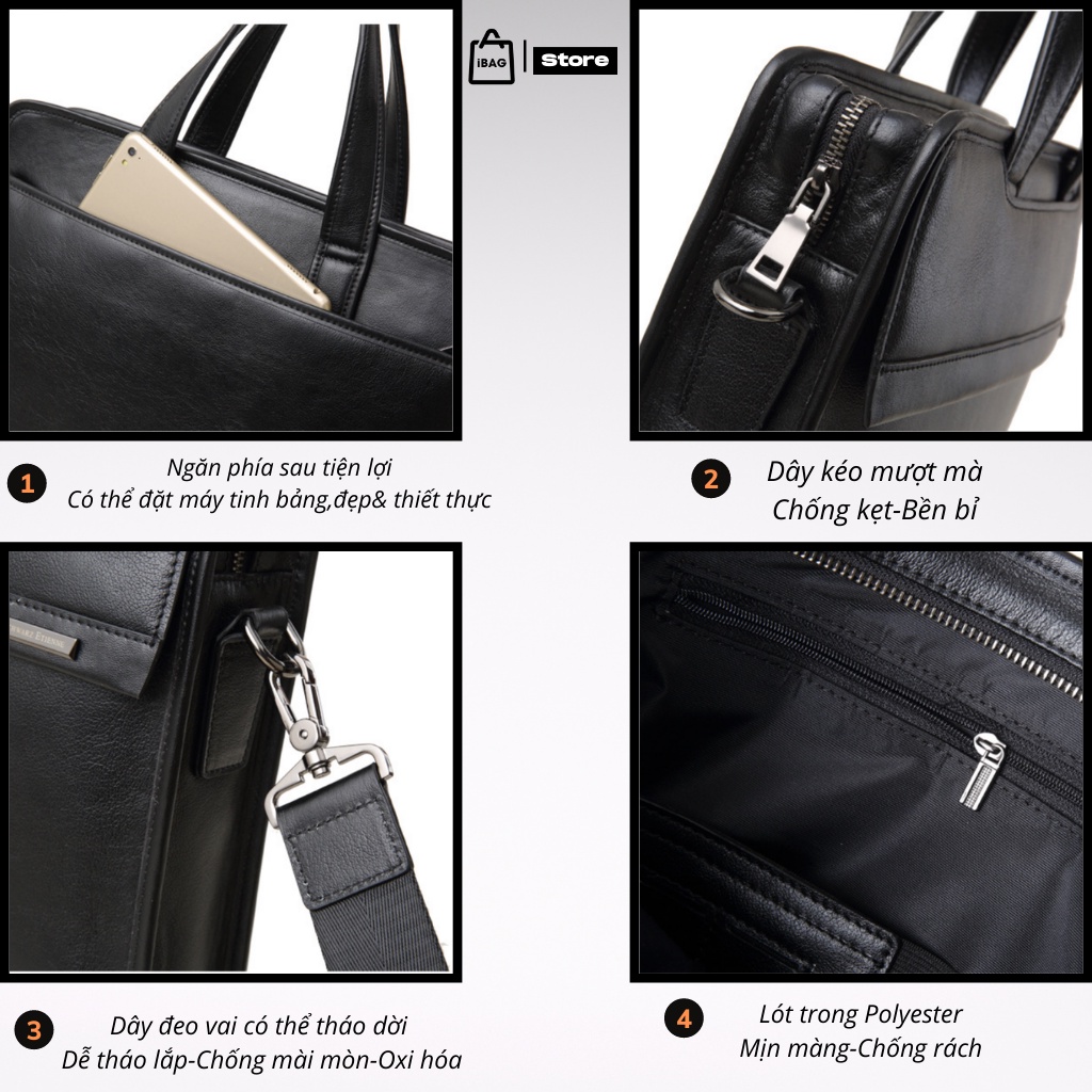 Cặp da công sở ,Chất liệu Da thật cao cấp,Đựng laptop 14inh,Chống Nước-thiết kế kiểu dáng đơn giản,lịch sự- 𝑰𝑩𝑨𝑮 | BigBuy360 - bigbuy360.vn