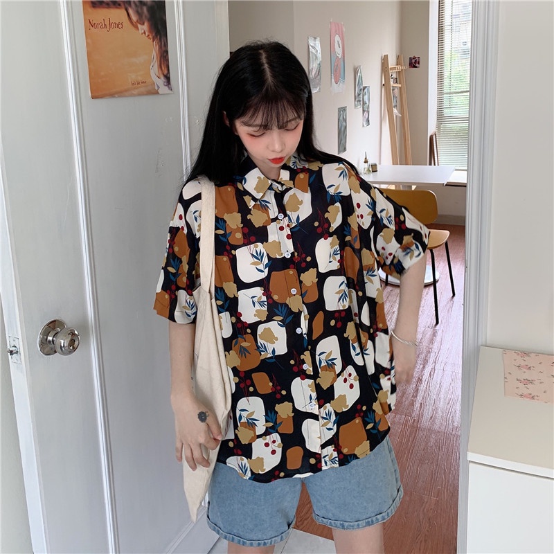 NRVP Áo Sơ Mi Dáng Rộng Thời Trang Hàn Quốc Cá Tính Cho Nữ