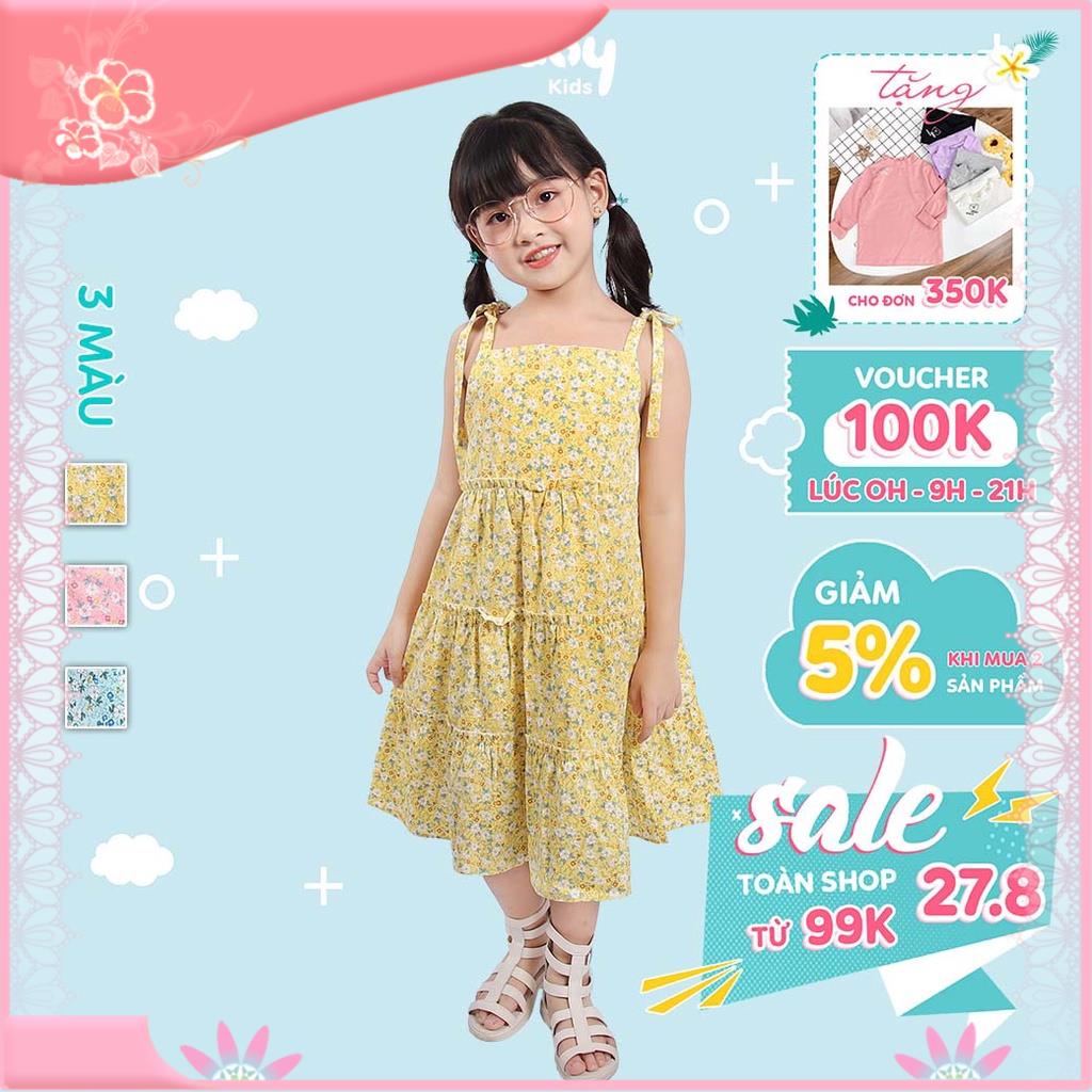 [Giảm giá thần tốc] váy cho bé gái, váy công chúa ILABY 2 dây họa tiết hoa VINTAGE cho em bé từ 1 – 10 tuổi [V02201] – No >>> top1shop >>> shopee.vn