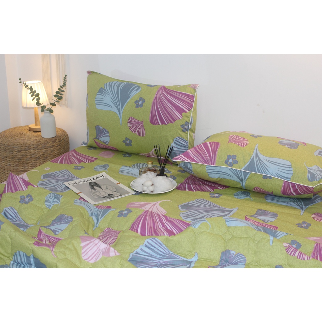 Bộ drap gối KHA LY - cotton thiên nhiên - Rẻ Quạt Vàng - VN304