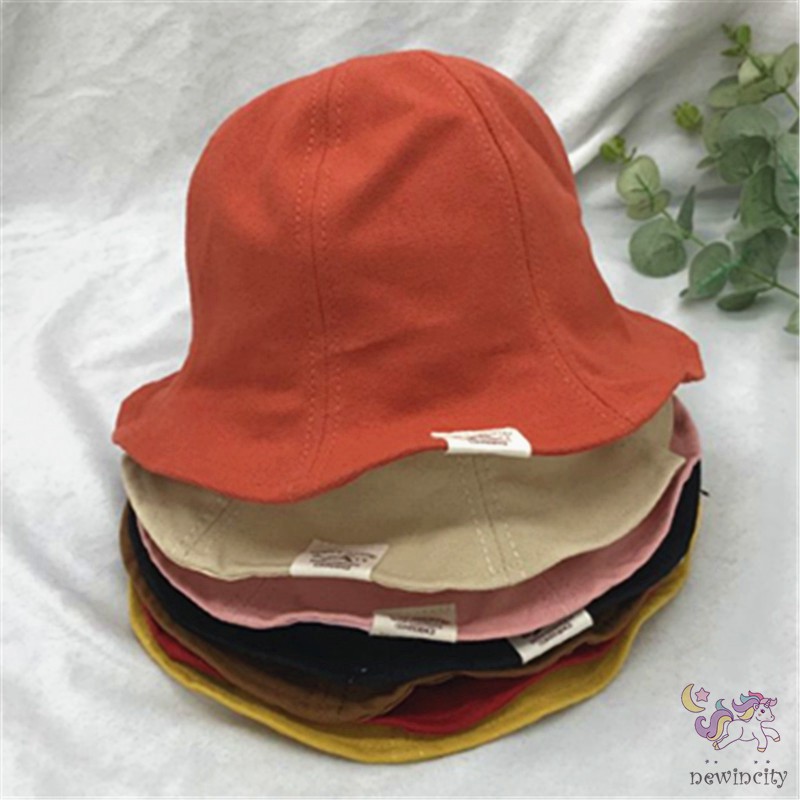 Nón Tròn Vành Màu Trơn Phong Cách Hàn Quốc Cho Bé