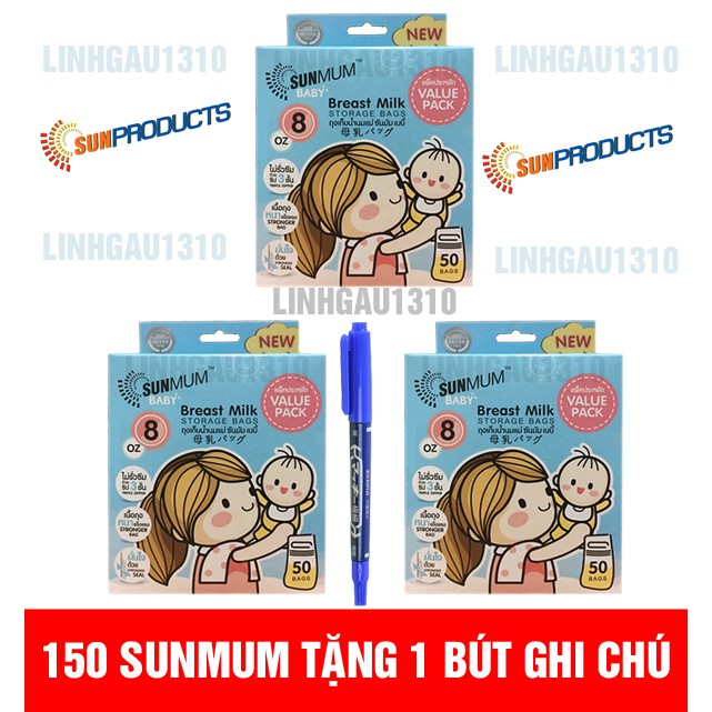 Combo 150 túi trữ sữa Sunmum Thái Lan