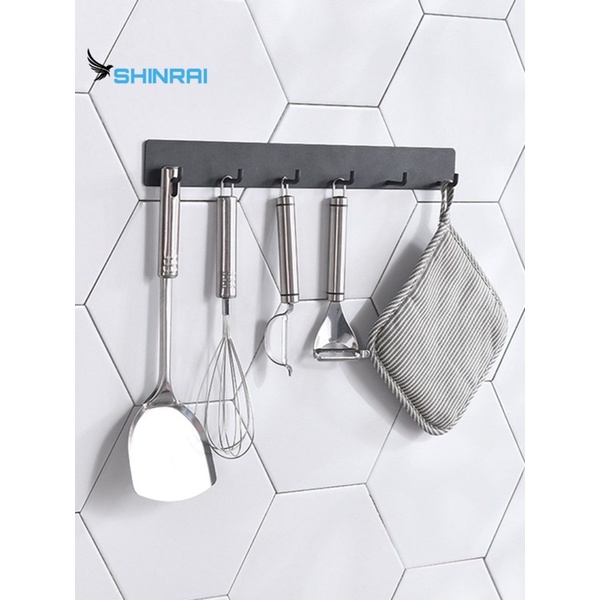 Móc Treo Đồ - Móc Áo INOX SUS304 Đen Titanium Dán Tường 6 Trấu Hàng Cao Cấp