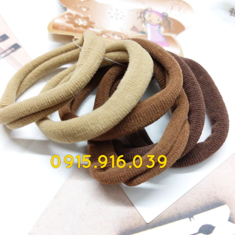 Set 6 Cột tóc nâu tây, buộc tóc thun nhiều màu